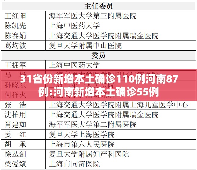 31省份新增本土确诊110例河南87例:河南新增本土确诊55例