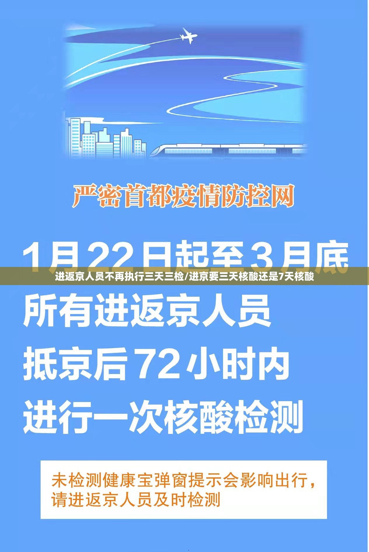 进返京人员不再执行三天三检/进京要三天核酸还是7天核酸