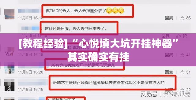 [教程经验]“心悦填大坑开挂神器”其实确实有挂