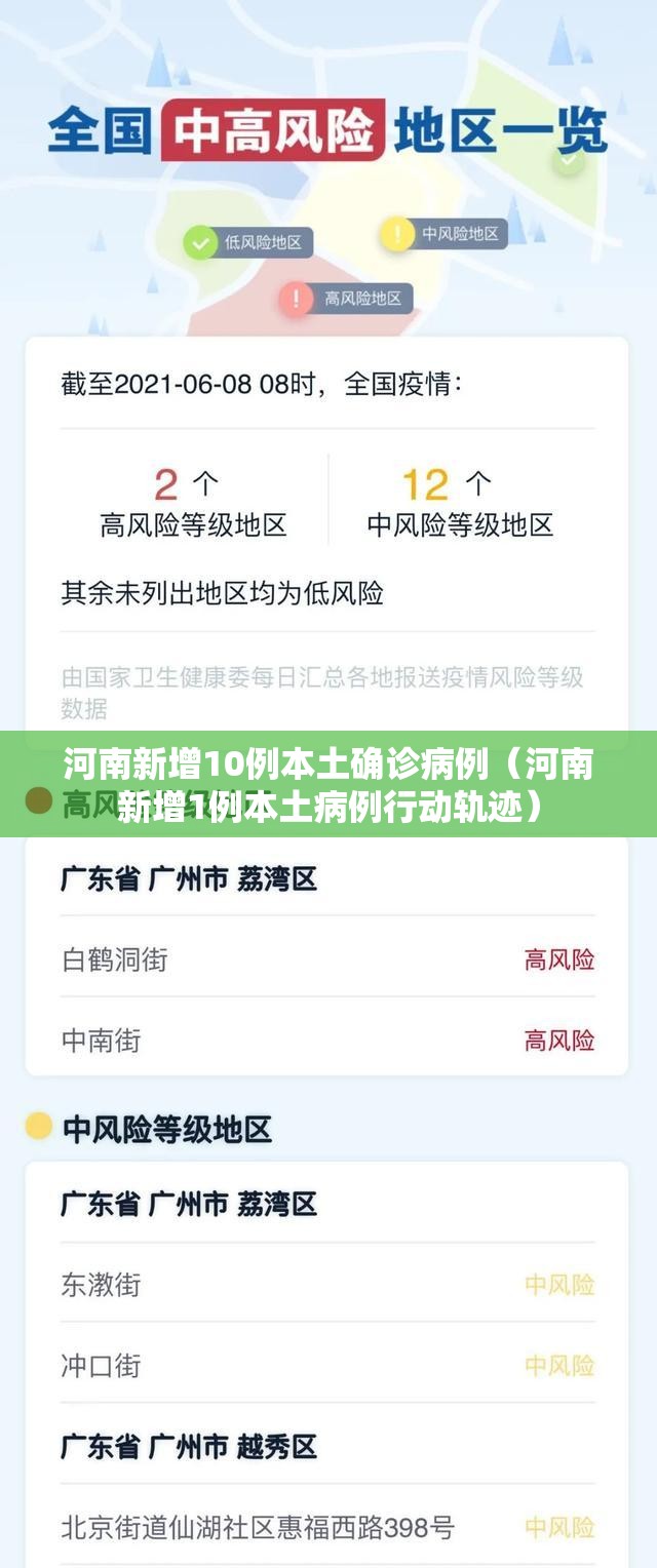 河南新增10例本土确诊病例（河南新增1例本土病例行动轨迹）