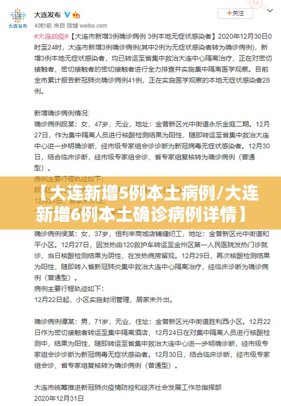 【大连新增5例本土病例/大连新增6例本土确诊病例详情】