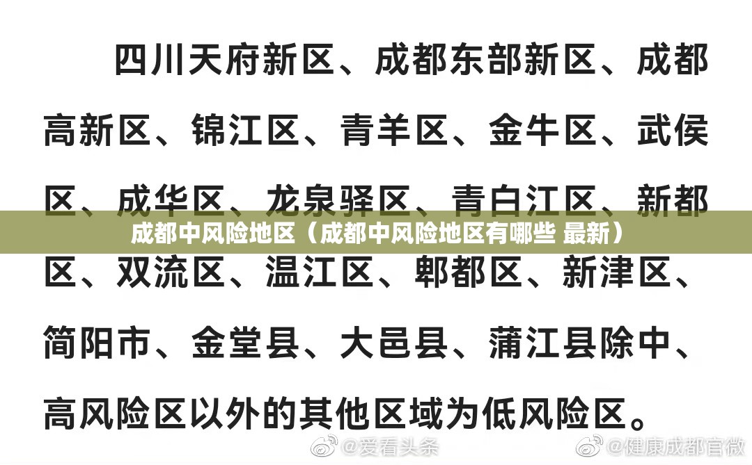 成都中风险地区（成都中风险地区有哪些 最新）