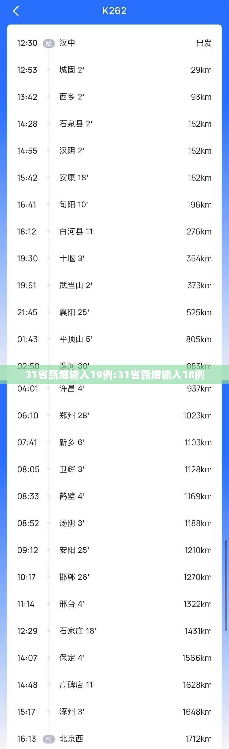 31省新增输入19例:31省新增输入18例