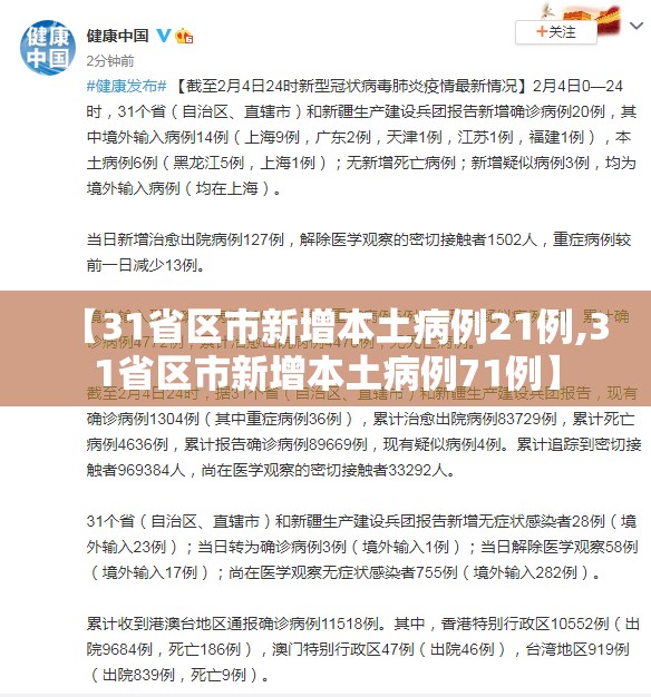 【31省区市新增本土病例21例,31省区市新增本土病例71例】