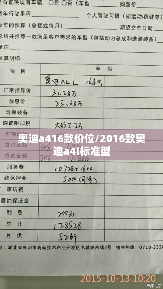 奥迪a416款价位/2016款奥迪a4l标准型