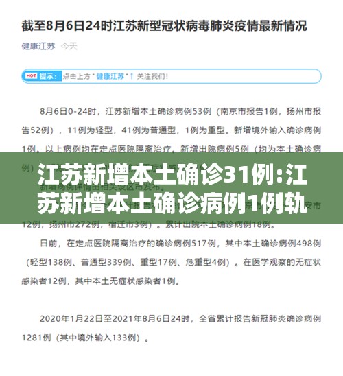 江苏新增本土确诊31例:江苏新增本土确诊病例1例轨迹