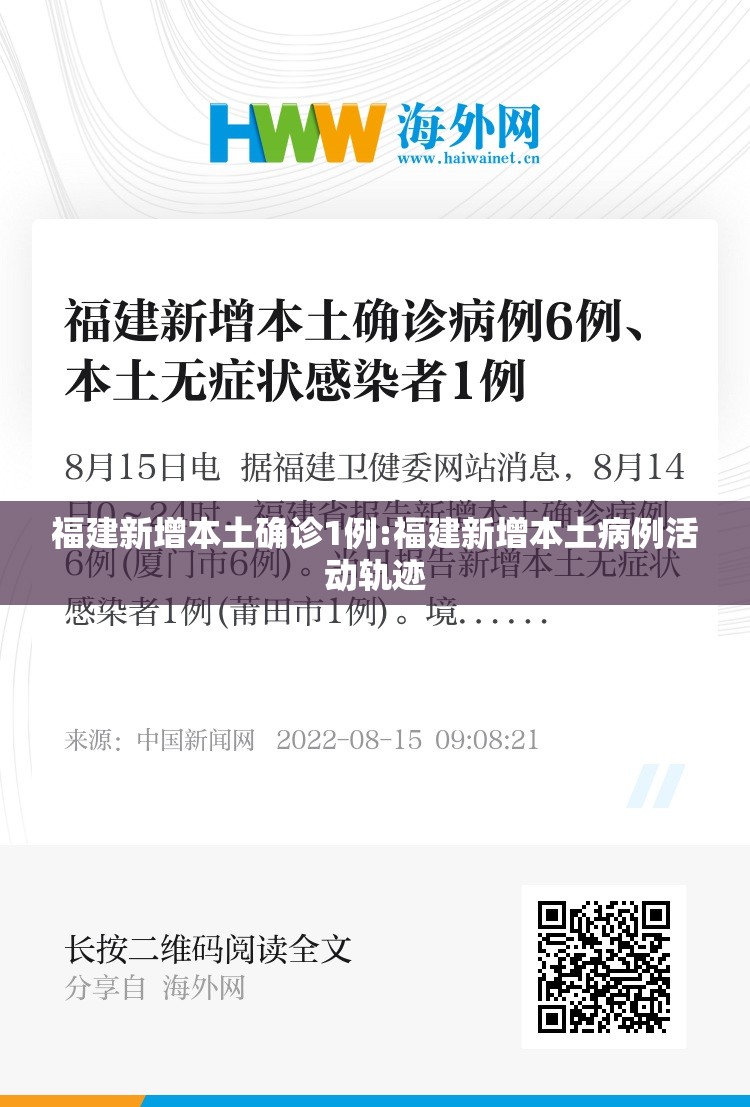 福建新增本土确诊1例:福建新增本土病例活动轨迹