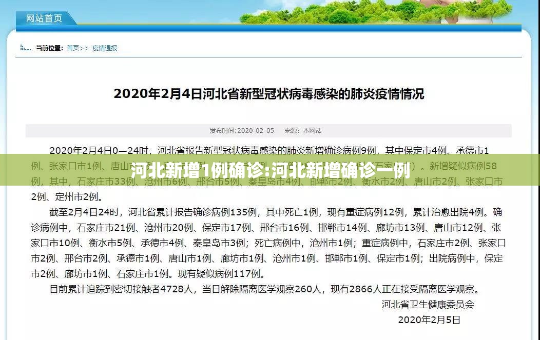 河北新增1例确诊:河北新增确诊一例