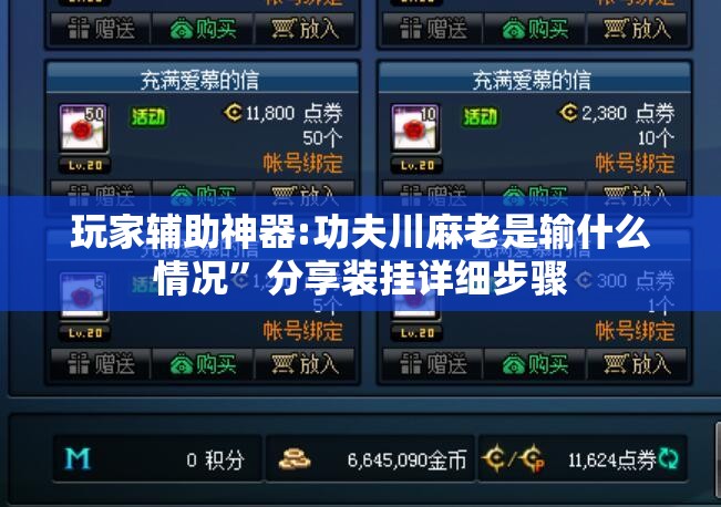 玩家辅助神器:功夫川麻老是输什么情况	”分享装挂详细步骤
