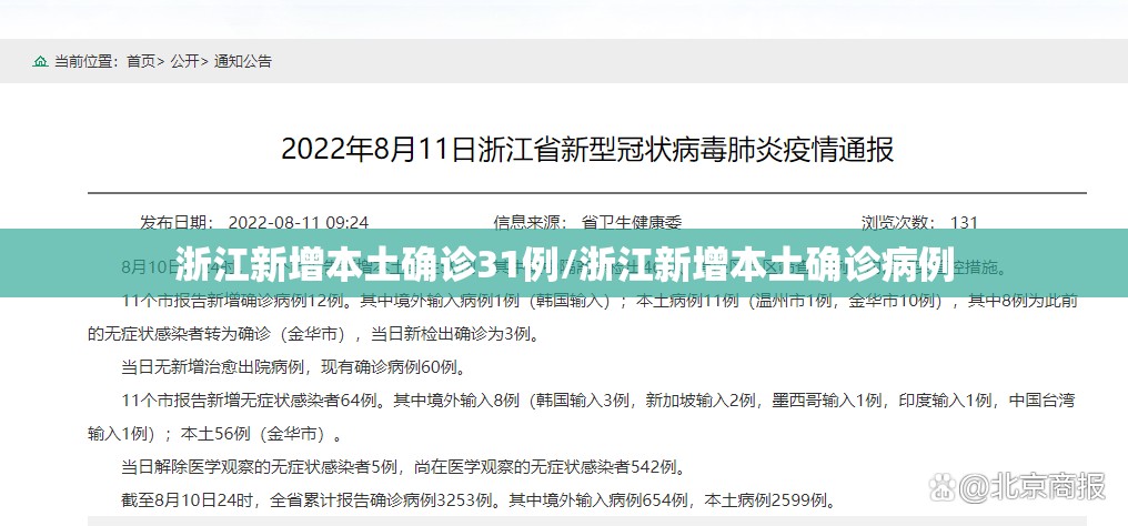 浙江新增本土确诊31例/浙江新增本土确诊病例