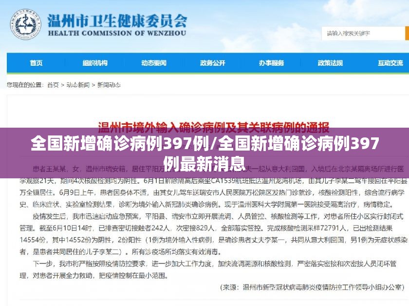 全国新增确诊病例397例/全国新增确诊病例397例最新消息