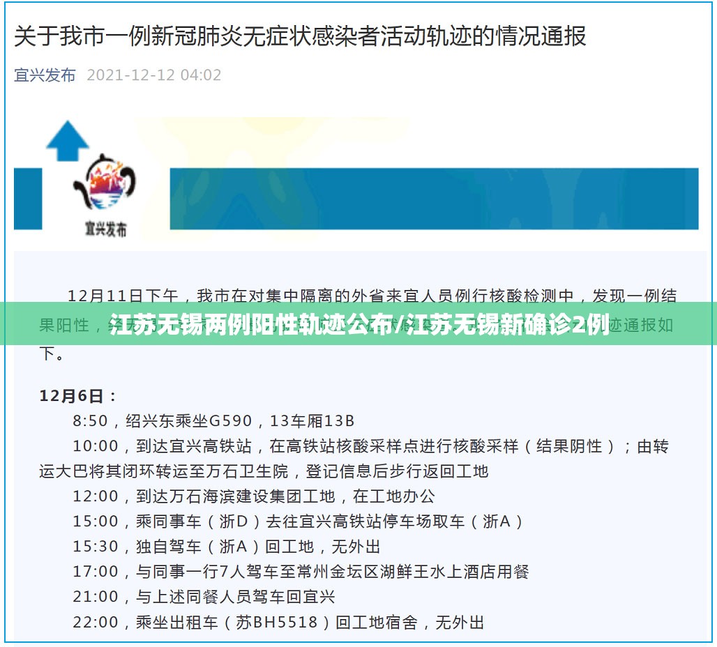 江苏无锡两例阳性轨迹公布/江苏无锡新确诊2例