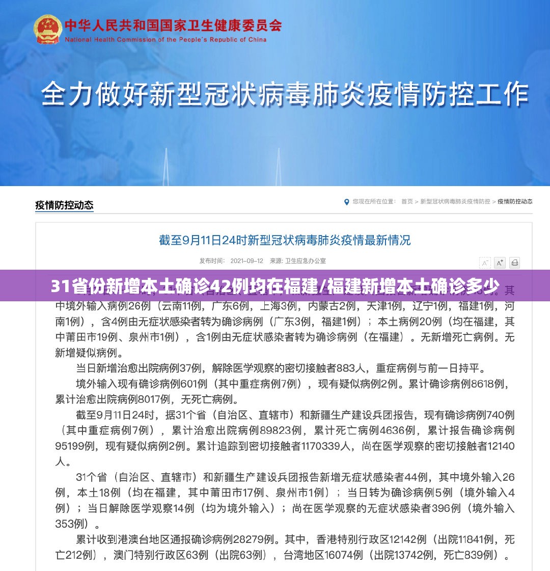 31省份新增本土确诊42例均在福建/福建新增本土确诊多少