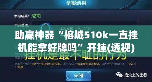 助赢神器“榕城510k一直挂机能拿好牌吗”开挂(透视)辅助教程