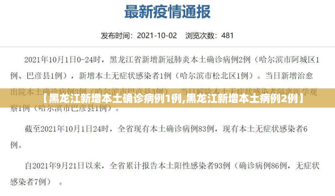 【黑龙江新增本土确诊病例1例,黑龙江新增本土病例2例】 【黑龙江新增本土确诊病例1例,黑龙江新增本土病例2例】