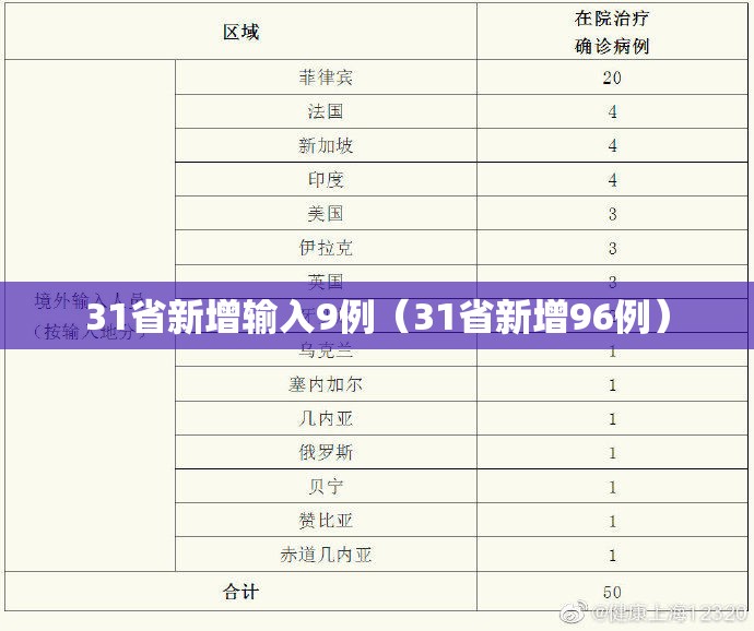31省新增输入9例(31省新增96例) 31省新增输入9例(31省新增96例)