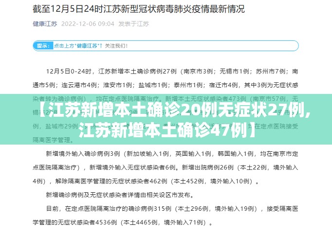 【江苏新增本土确诊20例无症状27例,江苏新增本土确诊47例】