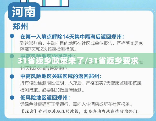 31省返乡政策来了/31省返乡要求
