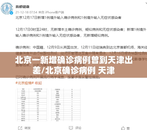 北京一新增确诊病例曾到天津出差/北京确诊病例 天津 北京一新增确诊病例曾到天津出差/北京确诊病例 天津