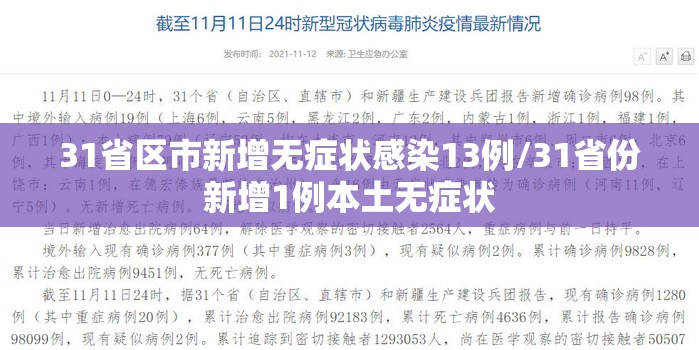 31省区市新增无症状感染13例/31省份新增1例本土无症状 31省区市新增无症状感染13例/31省份新增1例本土无症状