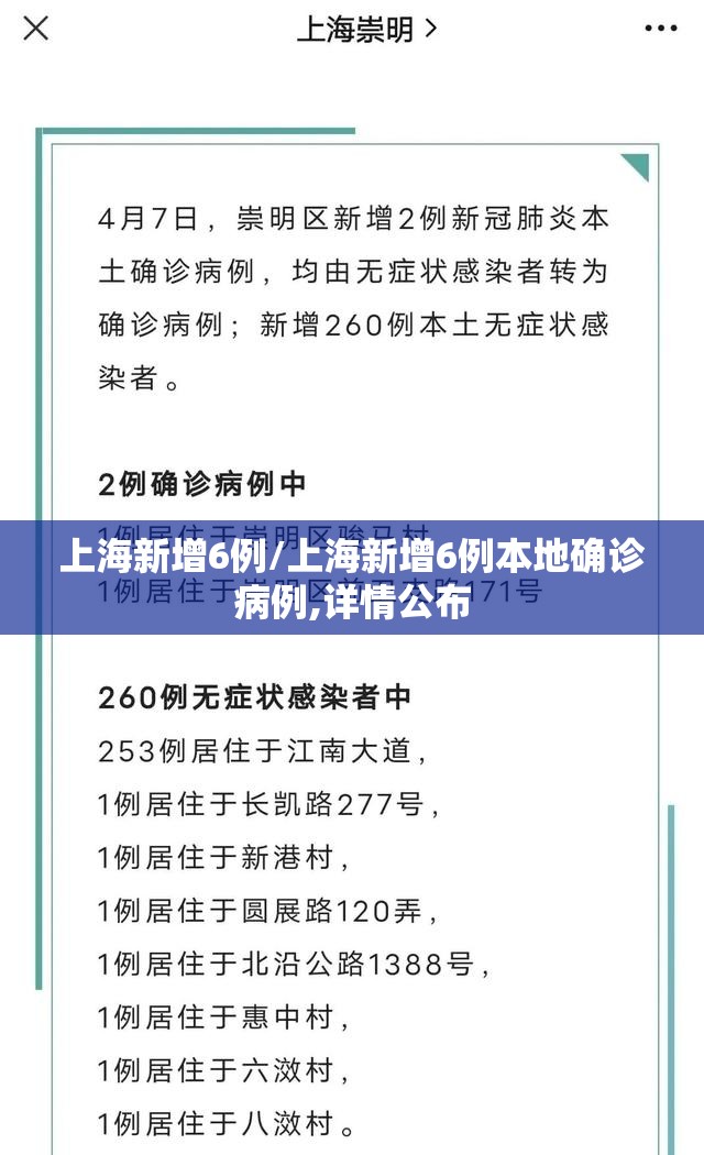 上海新增6例/上海新增6例本地确诊病例,详情公布