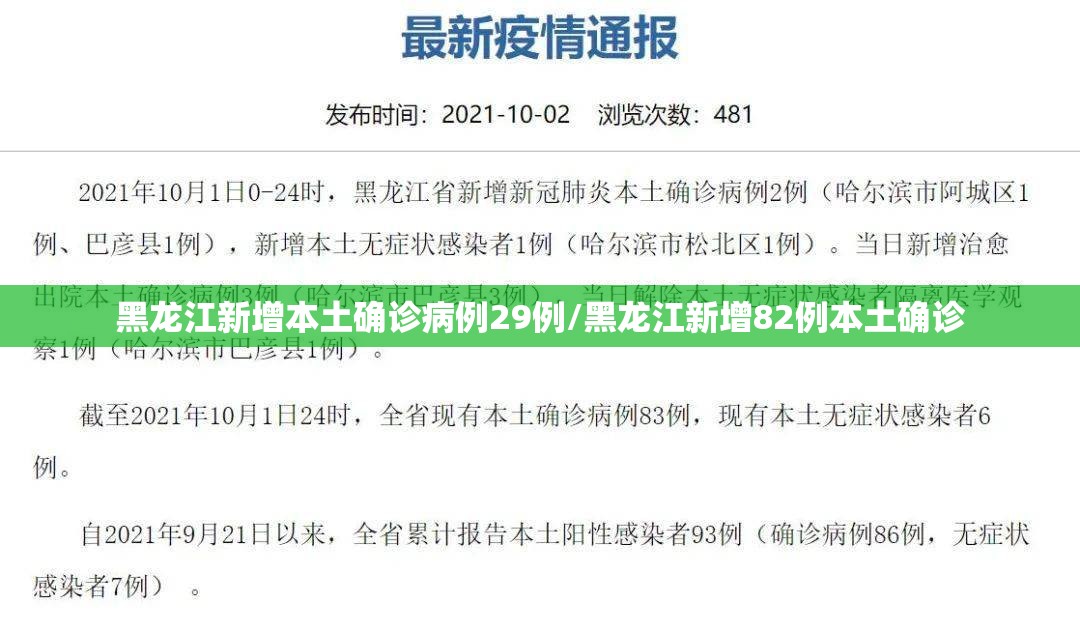 黑龙江新增本土确诊病例29例/黑龙江新增82例本土确诊 黑龙江新增本土确诊病例29例/黑龙江新增82例本土确诊