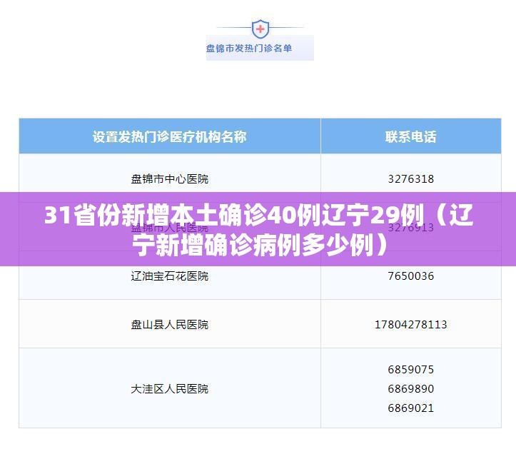 31省份新增本土确诊40例辽宁29例(辽宁新增确诊病例多少例) 31省份新增本土确诊40例辽宁29例(辽宁新增确诊病例多少例)