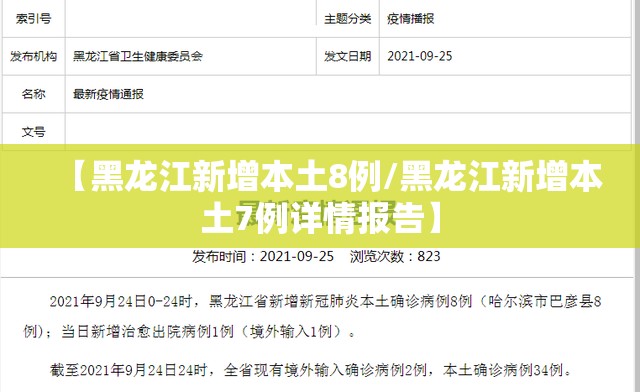 【黑龙江新增本土8例/黑龙江新增本土7例详情报告】