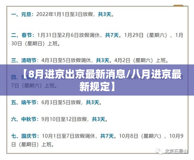 【8月进京出京最新消息/八月进京最新规定】 【8月进京出京最新消息/八月进京最新规定】