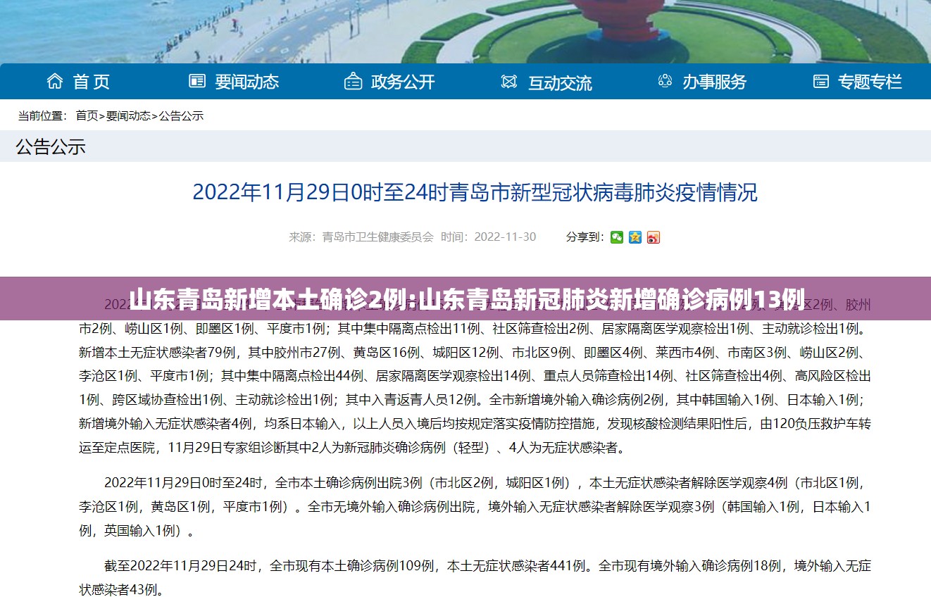 山东青岛新增本土确诊2例:山东青岛新冠肺炎新增确诊病例13例 山东青岛新增本土确诊2例:山东青岛新冠肺炎新增确诊病例13例