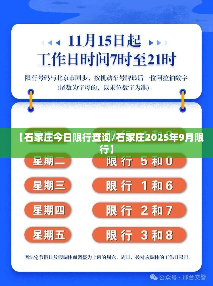 【石家庄今日限行查询/石家庄2025年9月限行】