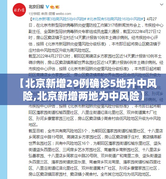 【北京新增29例确诊5地升中风险,北京新增两地为中风险】 【北京新增29例确诊5地升中风险,北京新增两地为中风险】