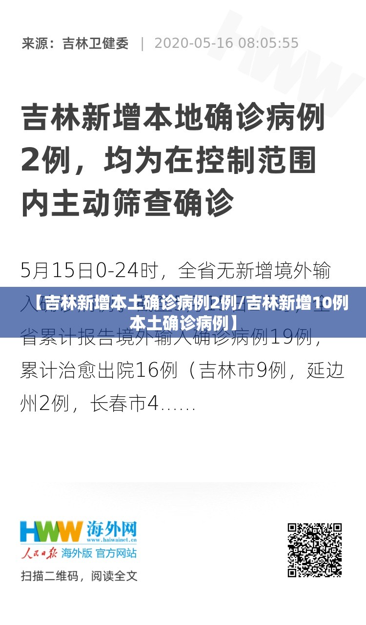 【吉林新增本土确诊病例2例/吉林新增10例本土确诊病例】 【吉林新增本土确诊病例2例/吉林新增10例本土确诊病例】