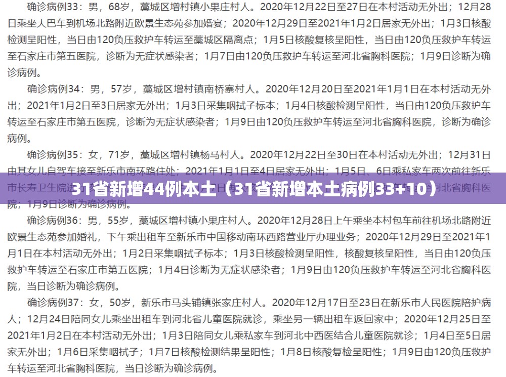 31省新增44例本土（31省新增本土病例33+10）