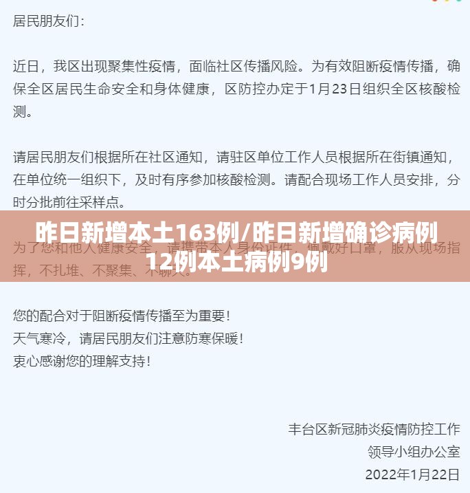 昨日新增本土163例/昨日新增确诊病例12例本土病例9例 昨日新增本土163例/昨日新增确诊病例12例本土病例9例