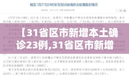 【31省区市新增本土确诊23例,31省区市新增本土确诊21例】 【31省区市新增本土确诊23例,31省区市新增本土确诊21例】