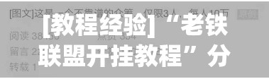 [教程经验]“老铁联盟开挂教程”分享装挂详细步骤