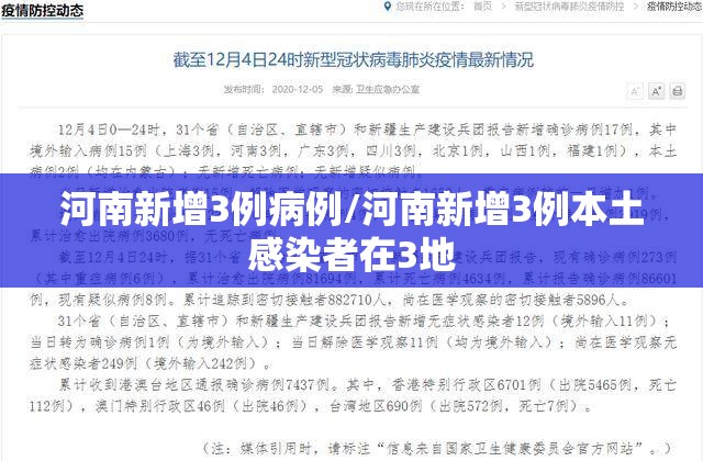 河南新增3例病例/河南新增3例本土感染者在3地 河南新增3例病例/河南新增3例本土感染者在3地
