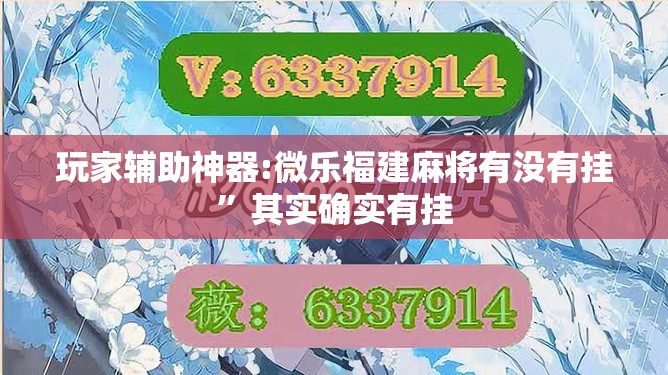 玩家辅助神器:微乐福建麻将有没有挂”其实确实有挂