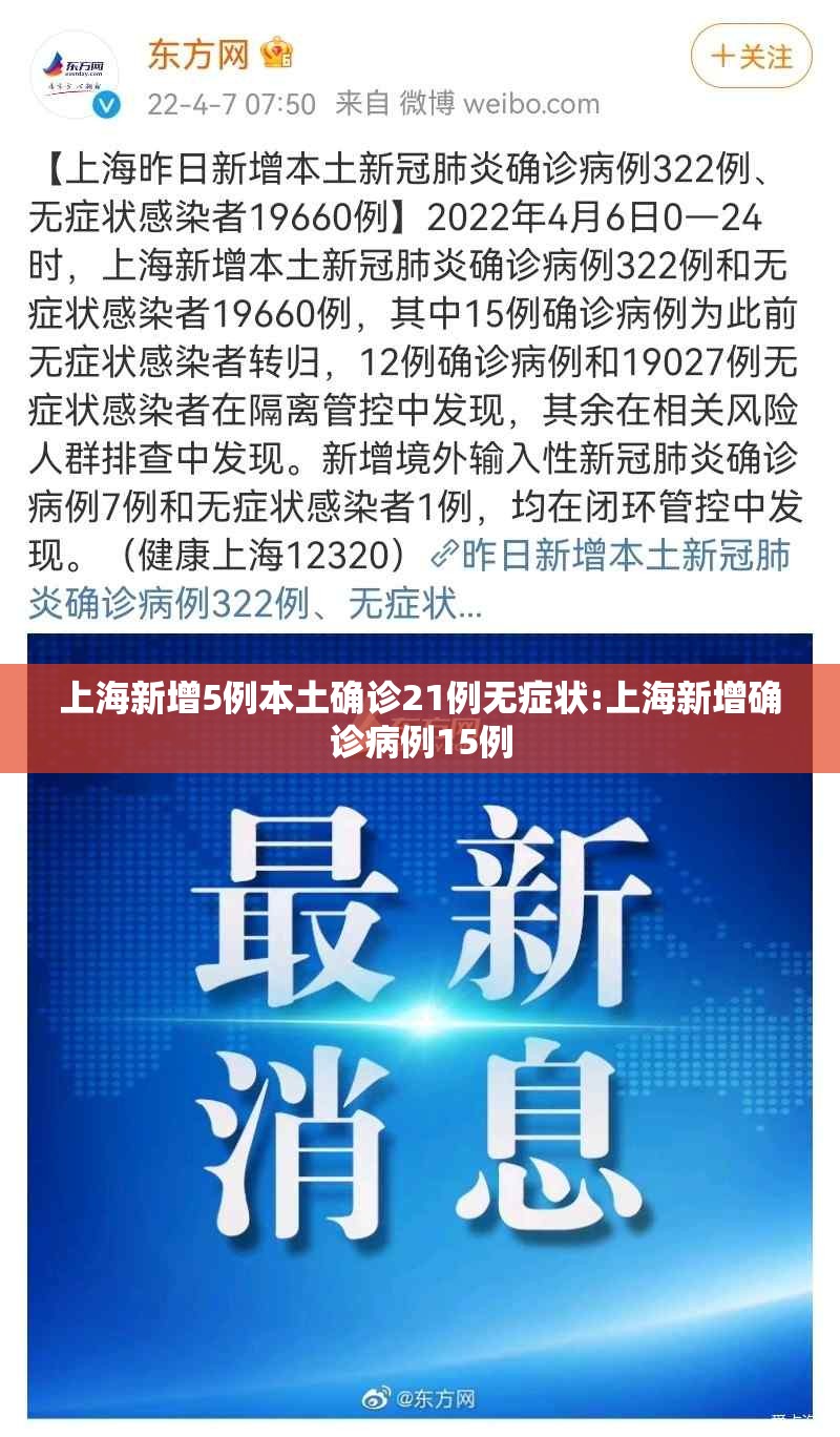 上海新增5例本土确诊21例无症状:上海新增确诊病例15例 上海新增5例本土确诊21例无症状:上海新增确诊病例15例
