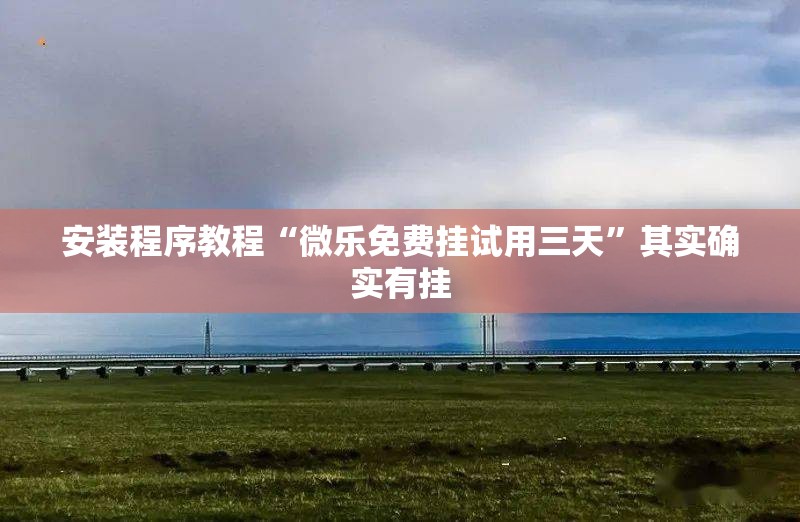 安装程序教程“微乐免费挂试用三天”其实确实有挂