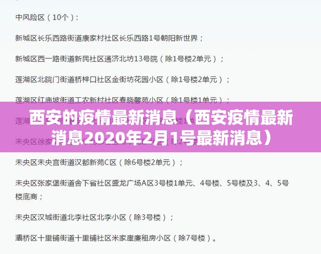 西安的疫情最新消息(西安疫情最新消息2020年2月1号最新消息) 西安的疫情最新消息(西安疫情最新消息2020年2月1号最新消息)