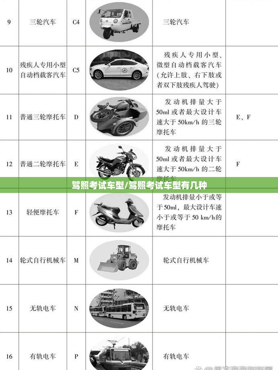 驾照考试车型/驾照考试车型有几种