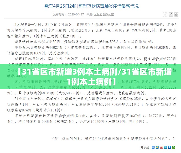 【31省区市新增3例本土病例/31省区市新增1例本土病例】
