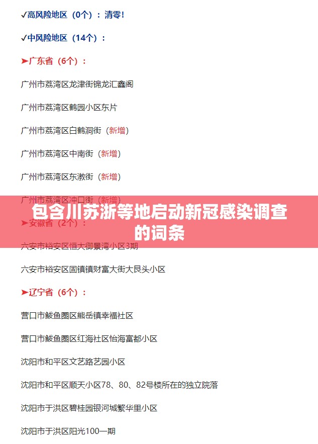 包含川苏浙等地启动新冠感染调查的词条