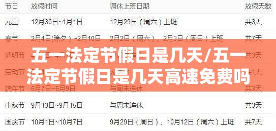 五一法定节假日是几天/五一法定节假日是几天高速免费吗
