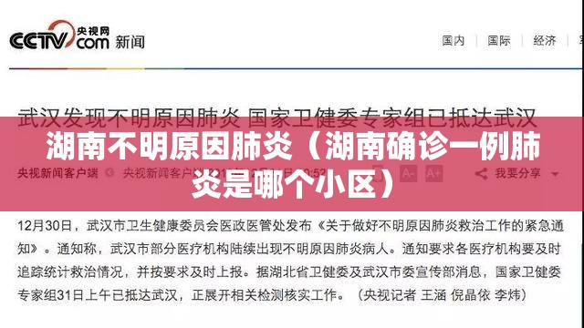 湖南不明原因肺炎(湖南确诊一例肺炎是哪个小区) 湖南不明原因肺炎(湖南确诊一例肺炎是哪个小区)