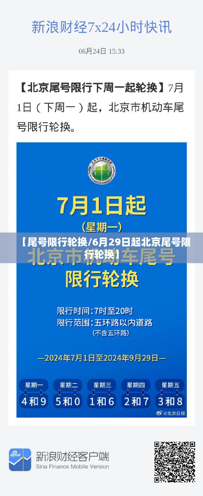 【尾号限行轮换/6月29日起北京尾号限行轮换】 【尾号限行轮换/6月29日起北京尾号限行轮换】