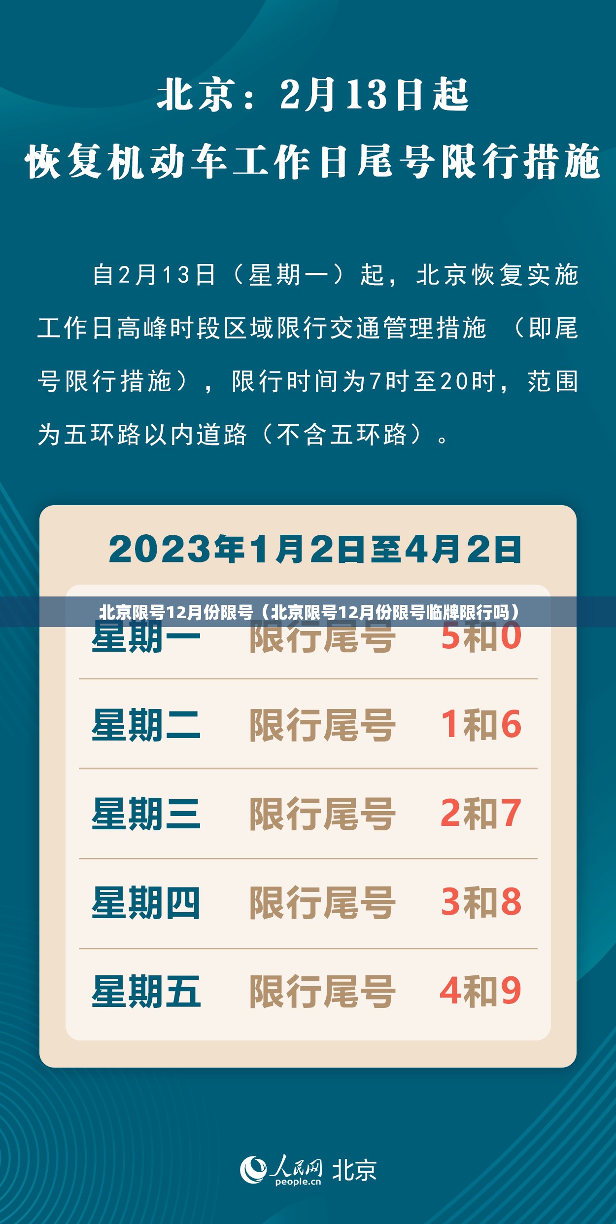 北京限号12月份限号（北京限号12月份限号临牌限行吗）