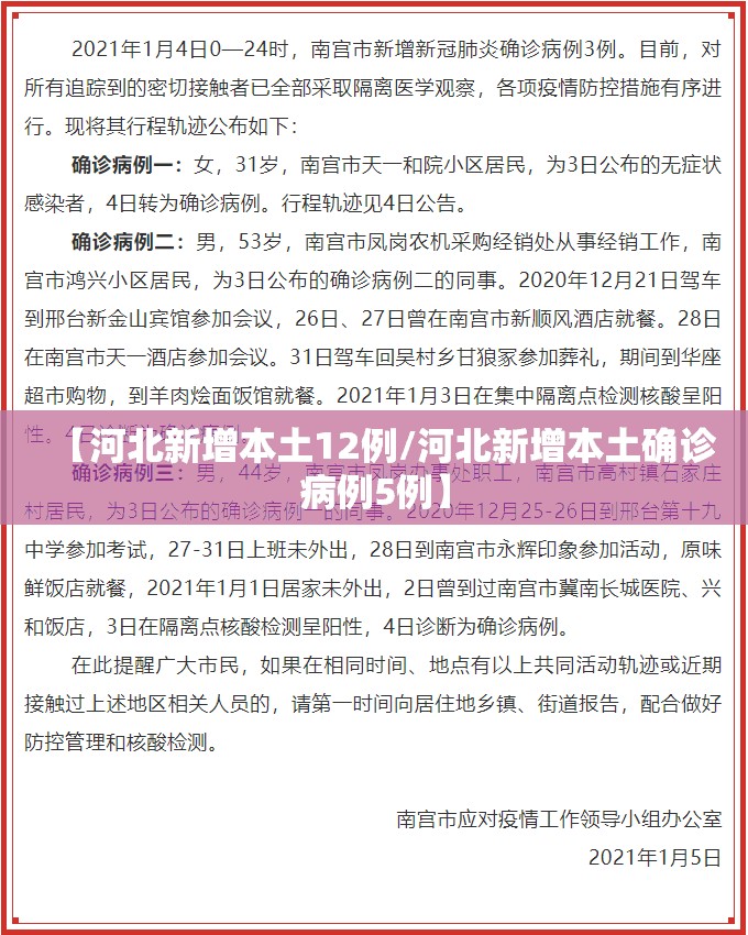 【河北新增本土12例/河北新增本土确诊病例5例】